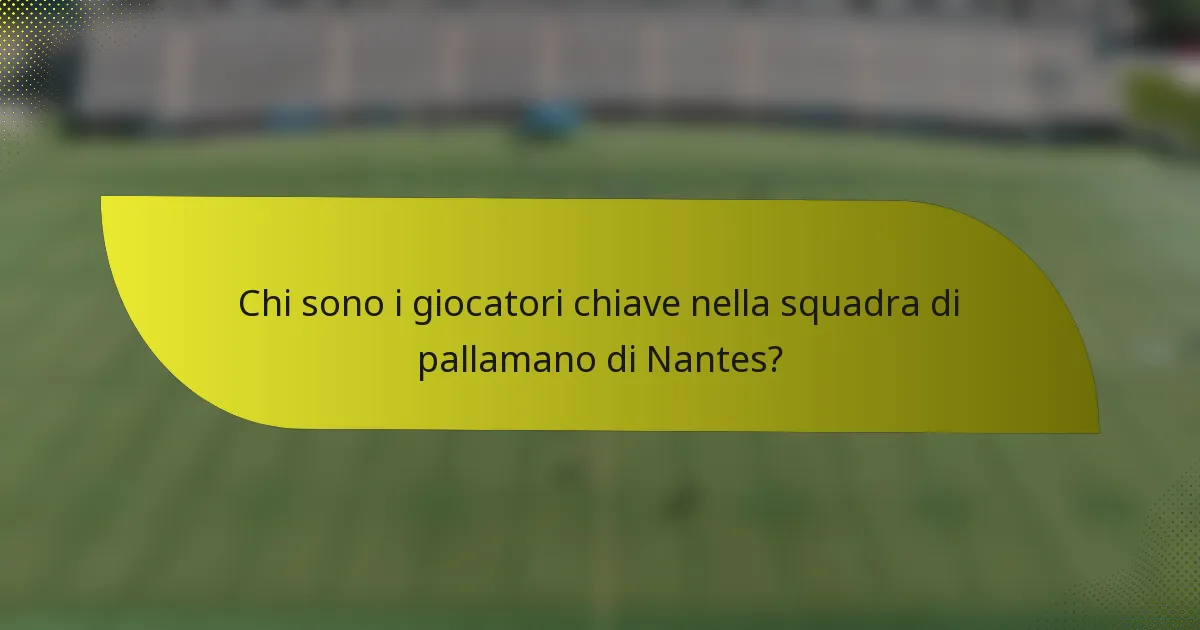 Chi sono i giocatori chiave nella squadra di pallamano di Nantes?