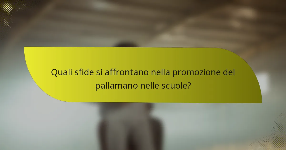 Quali sfide si affrontano nella promozione del pallamano nelle scuole?